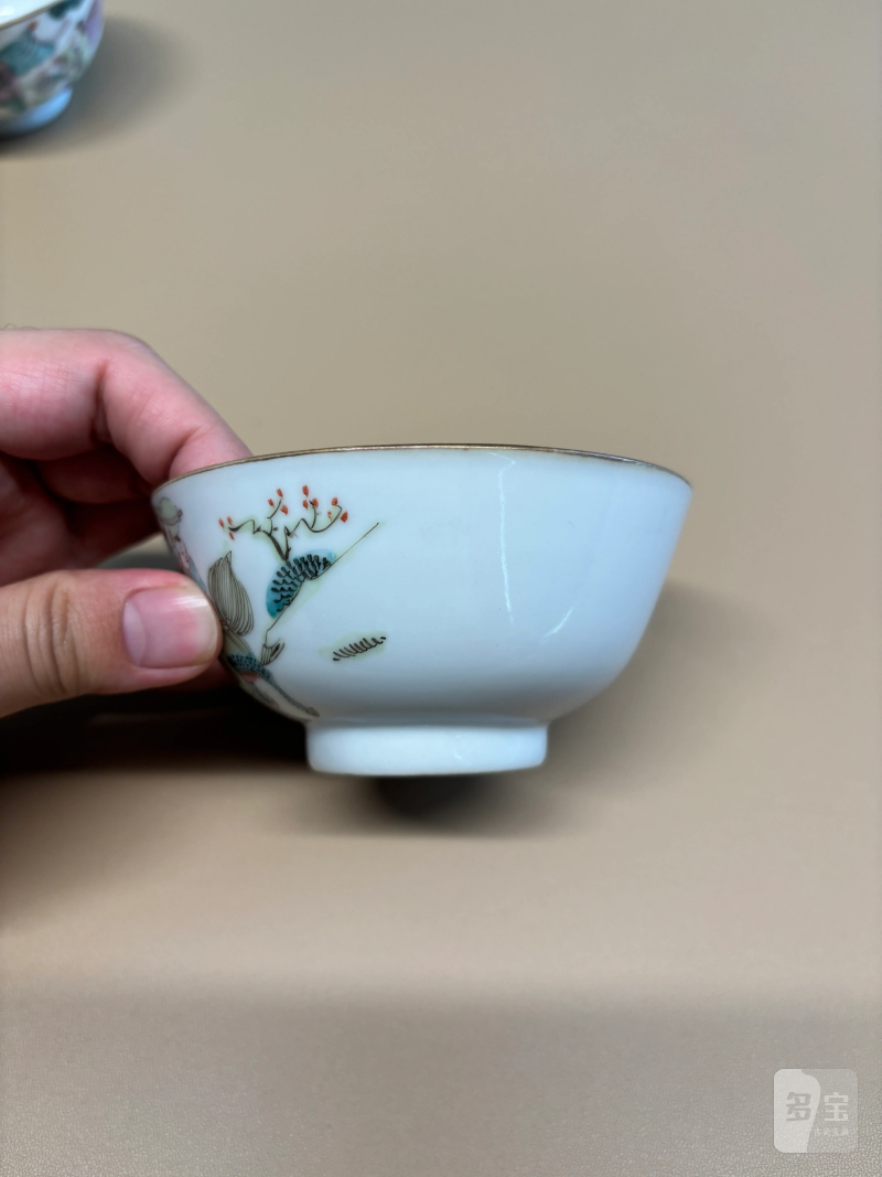 清同治 粉彩麒麟送子纹碗一对 - 图8
